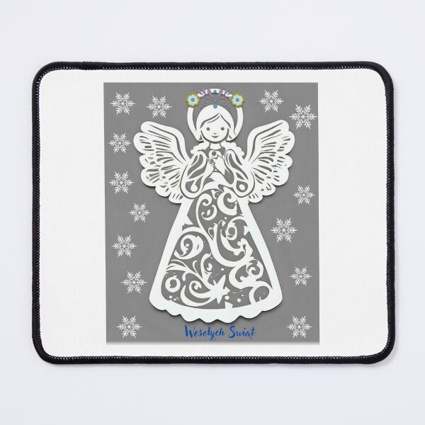 Item preview, Folk Angel Christmas Card – Papercut Style Wesołych Świąt Design designed and sold by AmberWit.