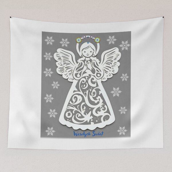 Item preview, Folk Angel Christmas Card – Papercut Style Wesołych Świąt Design designed and sold by AmberWit.