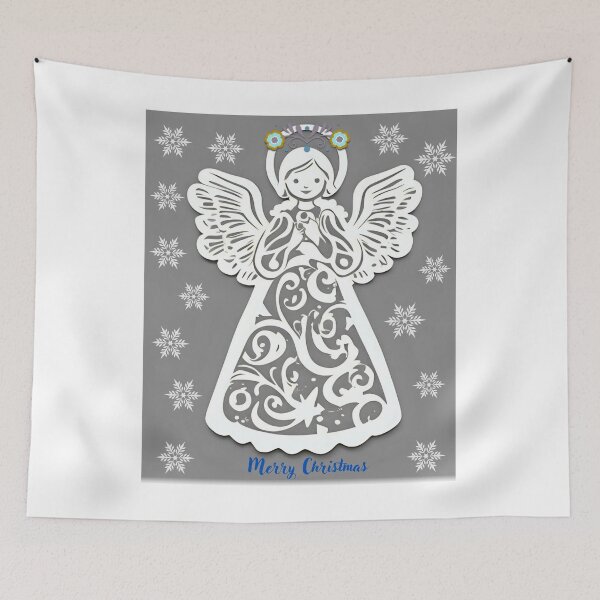 Item preview, Folk Angel Christmas Card – Papercut Style ‘Merry Christmas’ Design designed and sold by AmberWit.