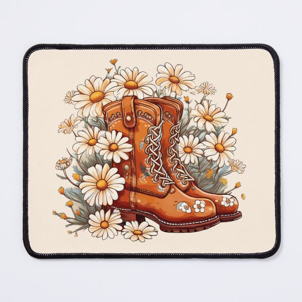 Item preview, Girl rustic retro flower boots illustration design designed and sold by Clara Fruggeri.