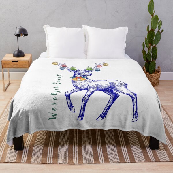 Item preview, Festive Reindeer with Ornament Antlers – Vintage Wesołych Świąt Design designed and sold by AmberWit.