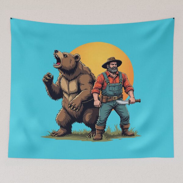 Item preview, Bear Man Axe Wilderness Lumberjack Outdoors Vintage designed and sold by TeeARTHY.