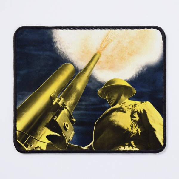 Item preview, Vintage WWII Propaganda Poster | Soldier & Anti-Aircraft Gun | Support War Effort | Buy Savings Bonds Today | Historical Art designed and sold by artofuniverse.