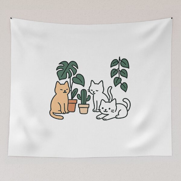 Item preview, Minimal Cat Jungle – Gatti & Piante in Line Art designed and sold by galaxysalvo.
