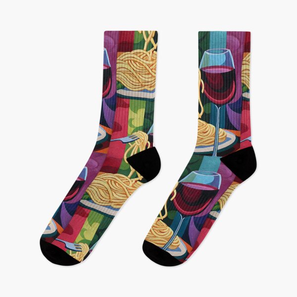 Item preview, Savor the Moment- Fork Twirling Spaghetti Beside a Glass of Wine on a Vibrant Background designed and sold by OlfactoART Studio.