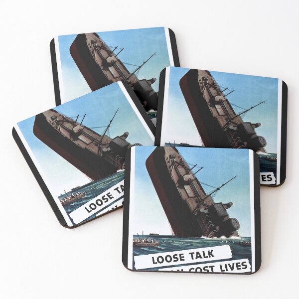 Item preview, WWII Propaganda Poster | Loose Talk Can Cost Lives | Sinking Ship Art | Vintage Home Decor | Historical Wall Art Print designed and sold by artofuniverse.