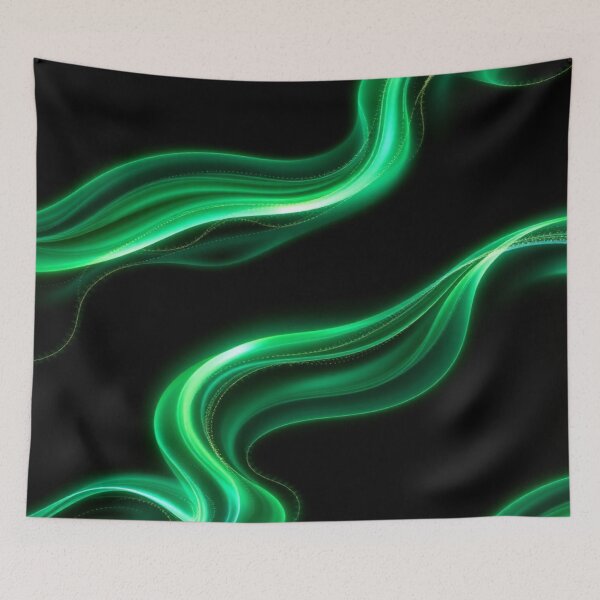Item preview, Chromatic Waves “Luminous Stream” | Emerald and Gold Bioluminescent Flow Pattern designed and sold by CMdigit.