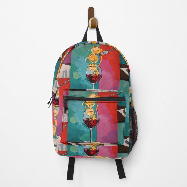 Item preview, A Whimsical Dance of Flavor- Fork Twirling Pasta Above a Glass of Red Wine in Vibrant Color designed and sold by OlfactoART Studio.