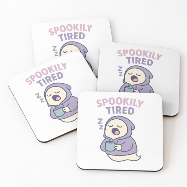 Item preview, Spookily Tired Ghost – Cute Sleepy Spirit in Hoodie with Coffee Cup designed and sold by AbderraimArt.