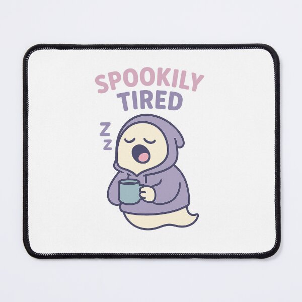 Item preview, Spookily Tired Ghost – Cute Sleepy Spirit in Hoodie with Coffee Cup designed and sold by Abderraim12.
