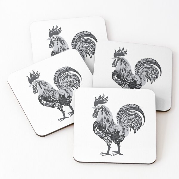 Item preview, Black & White Folk Rooster – Minimalist Polish Art Design designed and sold by AmberWit.