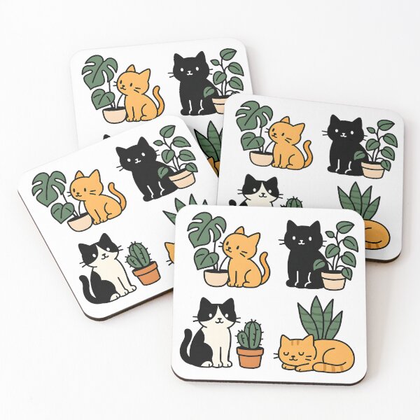 Item preview, Minimalist Kawaii Cats and Plants designed and sold by galaxysalvo.