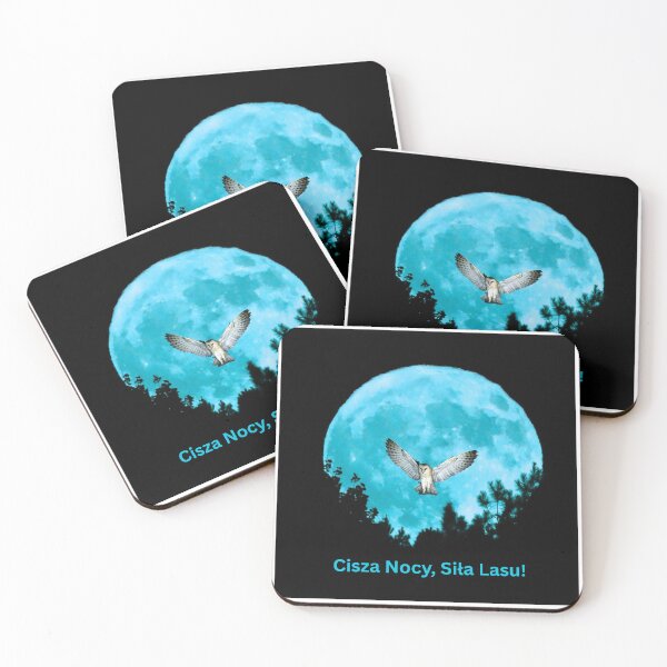 Item preview, Cisza Nocy, Siła Lasu – Polish Owl and Moon Design - Aqua Edition designed and sold by AmberWit.
