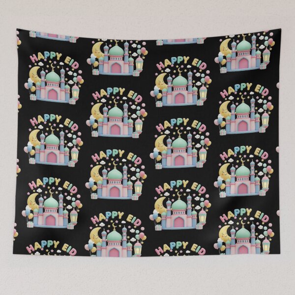 Item preview, "Happy Eid" 3D Pastel Mosque & Festive Celebration designed and sold by D-Islamic.