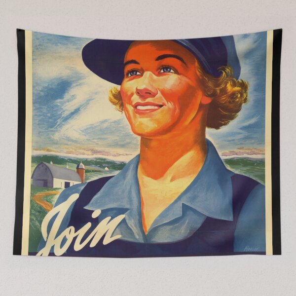 Item preview, Vintage Women's Land Army Poster | WWII Era Propaganda Art | Empowering Women in Agriculture & History | Rural Landscape Art designed and sold by artofuniverse.