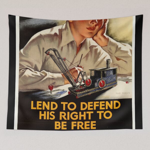 Item preview, Vintage WWII British Propaganda Poster | Model Crane Toy Art | Tom Purvis Design | Historical War Poster for Collectors designed and sold by artofuniverse.