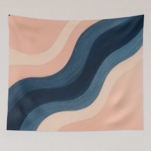 Item preview, Tranquil Currents – Ivory and Blue Abstract Painting designed and sold by annenambiro.