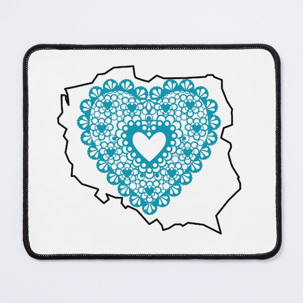 Item preview, Poland Map with Teal Lace Heart – Polish Heritage Love Design designed and sold by AmberWit.