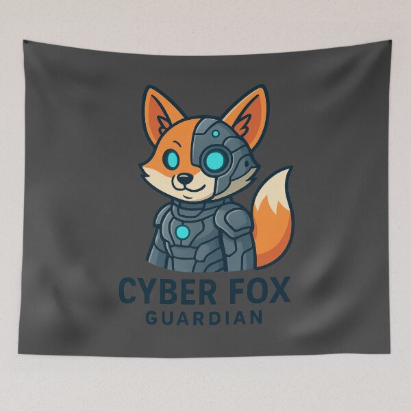 Item preview, Cyber Fox Guardian – Futuristic Neon Fox designed and sold by MartzDesigns.