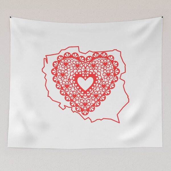 Item preview, Poland Map with Red Lace Heart – Polish Heritage Love Design designed and sold by AmberWit.