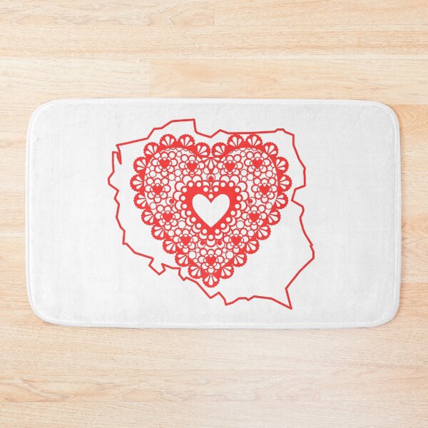 Item preview, Poland Map with Red Lace Heart – Polish Heritage Love Design designed and sold by AmberWit.
