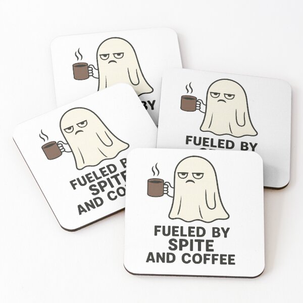 Item preview, Fueled by Spite and Coffee – Funny Grumpy Ghost with Mug designed and sold by Abderraim12.