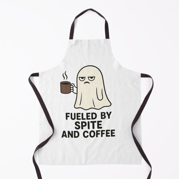 Item preview, Fueled by Spite and Coffee – Funny Grumpy Ghost with Mug designed and sold by AbderraimArt.