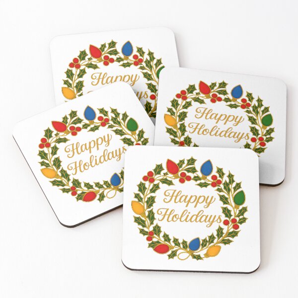 Item preview, Happy Holidays Wreath Christmas Lights and Holly designed and sold by Lee Hiller Designs.
