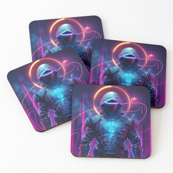 Item preview, Neon Space Wanderer – Cyberpunk Astronaut Poster designed and sold by STITCHDROID.