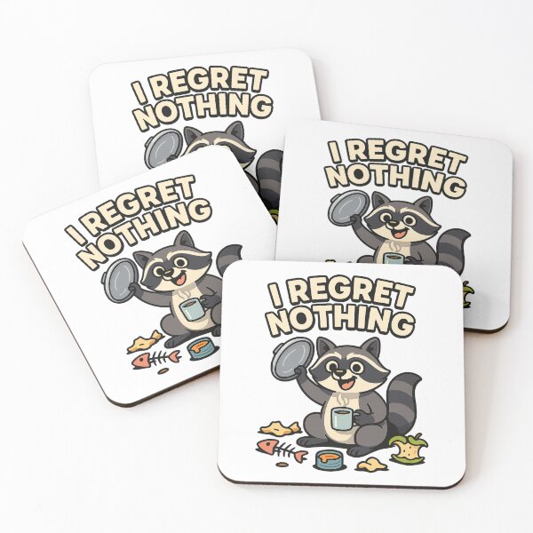 Item preview, I Regret Nothing – Funny Raccoon with Trash and Coffee Cartoon Design designed and sold by AbderraimArt.