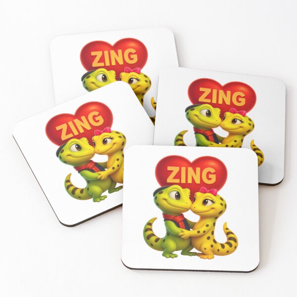 Item preview, ZING – Neon Gecko Love Story – 3D Cute Gecko Couple designed and sold by MK-WOOD.