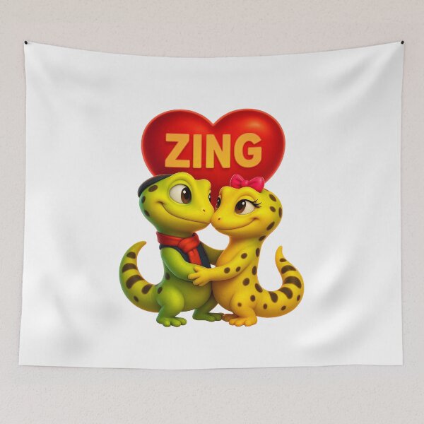 Item preview, ZING – Neon Gecko Love Story – 3D Cute Gecko Couple designed and sold by MK-WOOD.