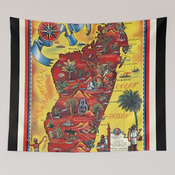 Item preview, Vintage Madagascar Map Poster | 1952 Maurice Tranchant Art | Mid-Century Art Deco Style | Vibrant Colonial Era Illustration designed and sold by artofuniverse.
