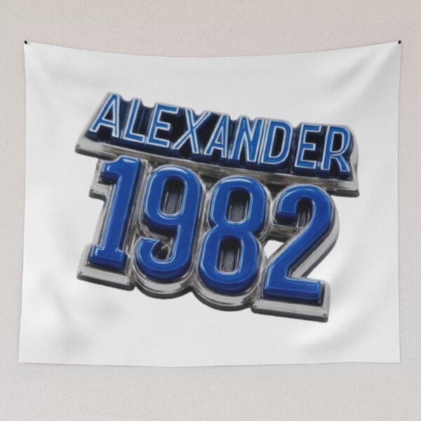 Artikelvorschau, Alexander 1982 – Blaues Chrom-Retro-Namensdesign entworfen und verkauft von AlexLineArt.