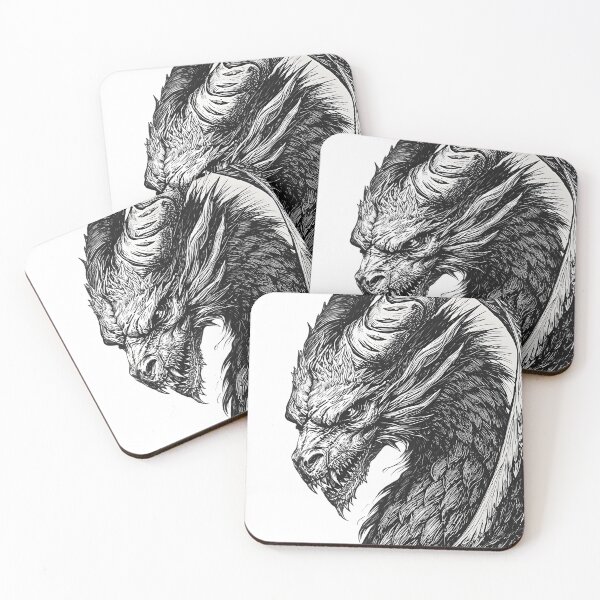 Item preview, Ferocious Dragon Portrait | Classic Black and White Engraving Illustration designed and sold by PonmeOtraShop.