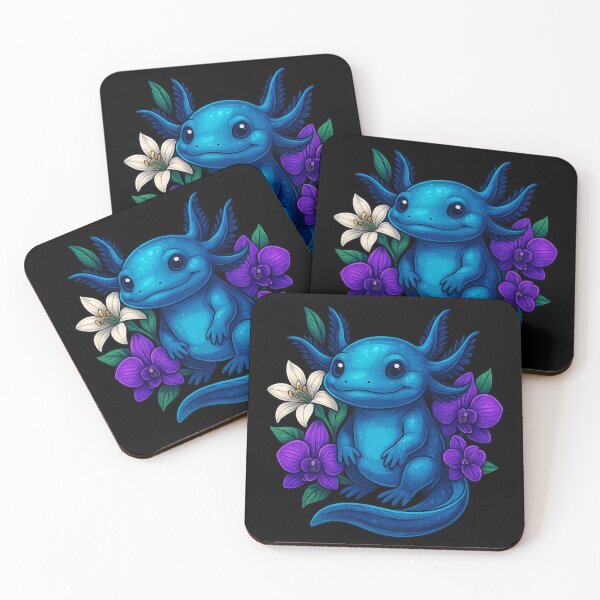 Item preview, Axolotl Bloom – Blue Axolotl with Flowers / Ahau Designs designed and sold by Ahau Designs.