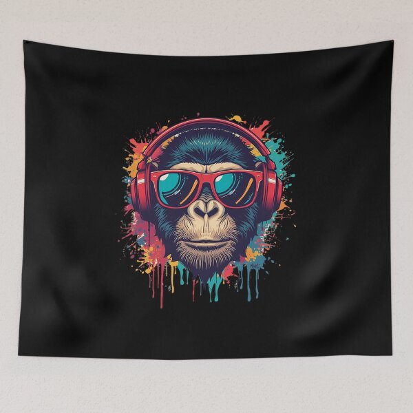 Item preview, Cool Monkey with Headphones – Vibrant Street Art Pop Design designed and sold by Merch By Style.