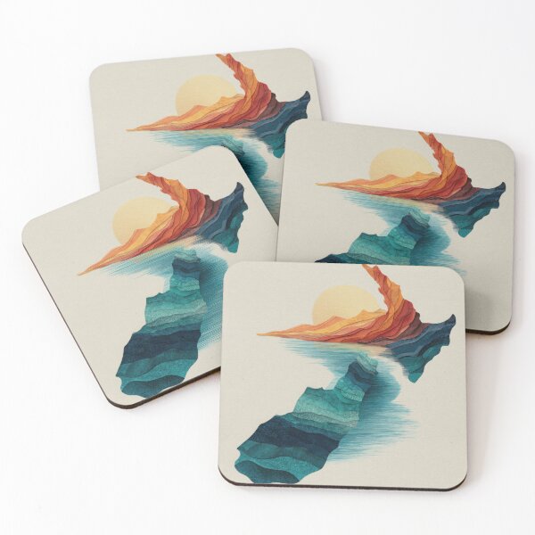 Item preview, Abstract Painted Map of New Zealand — Modern Coastal Landscape in Teal and Sunset Tones designed and sold by dawnleblanc55.