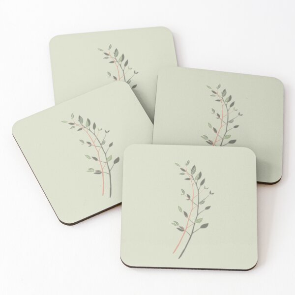 Item preview, Minimal Green Leaf Branch Art Sticker – Natural Shadow Design designed and sold by The Eva Creation .