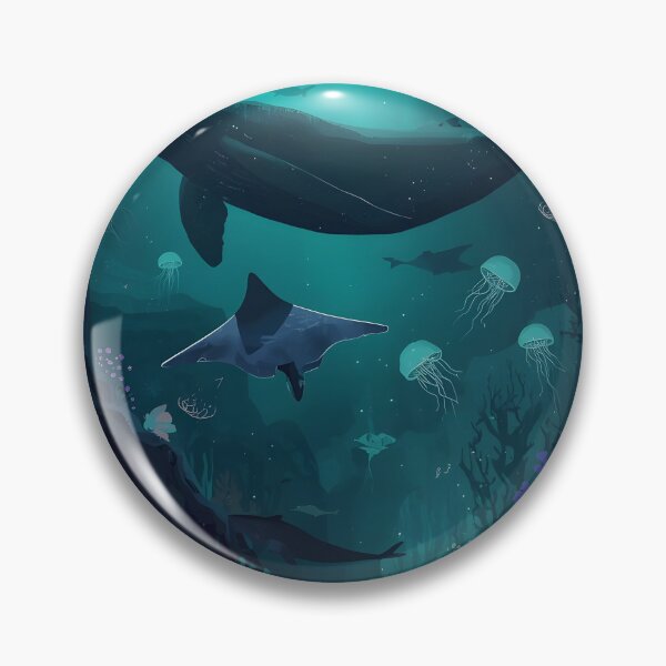 Item preview, Sublime Bioluminescent Cavern Seamless Pattern of Whales, Ghostly Jellyfish, and Flourishing Dark Corals designed and sold by MoonlitDoodles1.