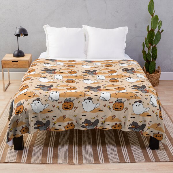 Item preview, Halloween Cute Witch Cats and Ghosts Seamless Pattern, Spooky October Design designed and sold by pastelcafe.
