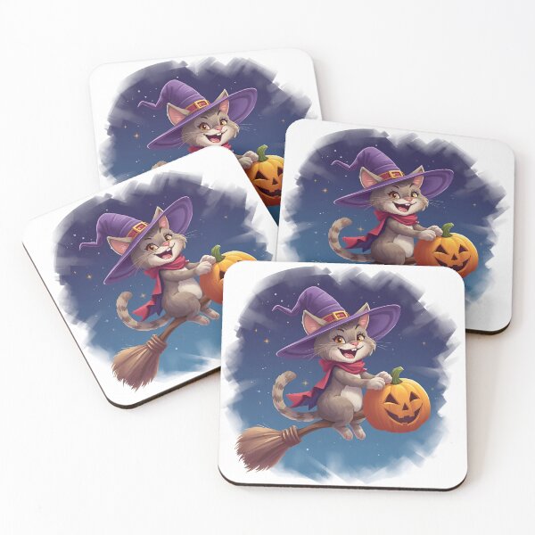 Item preview, Halloween: Funny cat on a broom designed and sold by SimonsDesignArt.