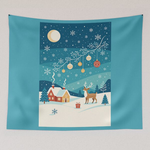 Item preview, Christmas Eve, reindeer in the snow designed and sold by Planet Utoppia.