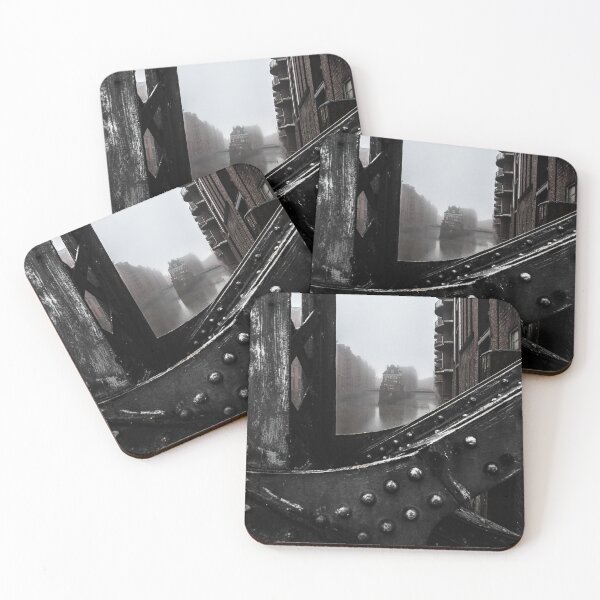Item preview, Hamburg Speicherstadt with moated castles in the fog designed and sold by elbvue.
