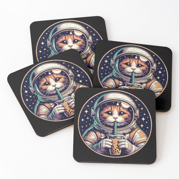 Item preview, Funny Astronaut Cat Drinking Boba In Space. Cat Boba Lovers designed and sold by ahmed2751989.