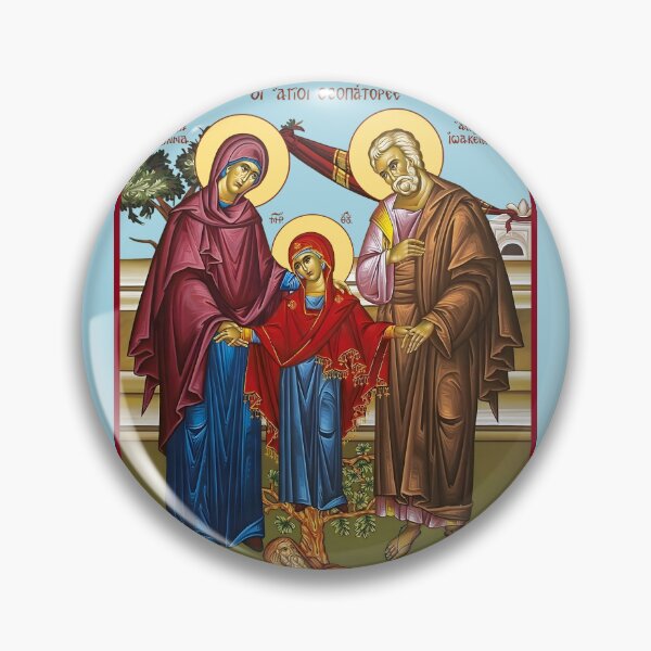 Item preview, Icon of the Saints Joachim and Anna and Blessed Virgin Mary designed and sold by orthodox-icon.