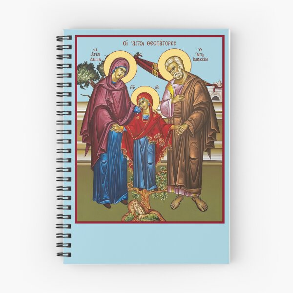 Item preview, Icon of the Saints Joachim and Anna and Blessed Virgin Mary designed and sold by orthodox-icon.