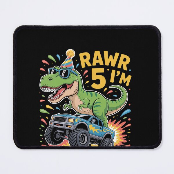 Item preview, 5th Birthday Monster Truck Dinosaur Party Boys Rawr I'm 5 designed and sold by khorbiasieno.