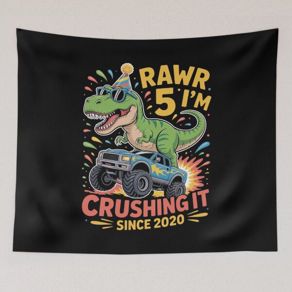Item preview, 5th Birthday Monster Truck Dinosaur Party Boys Rawr I'm 5 designed and sold by khorbiasieno.
