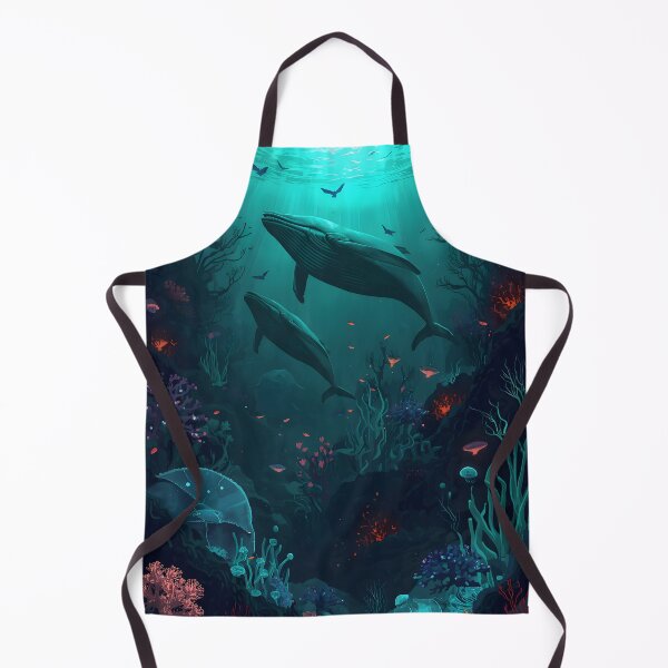 Item preview, Twilight Ascent: Sublime Seamless Pattern of Humpback Whales, Bioluminescence, and Volcanic Coral Vents designed and sold by MoonlitDoodles1.